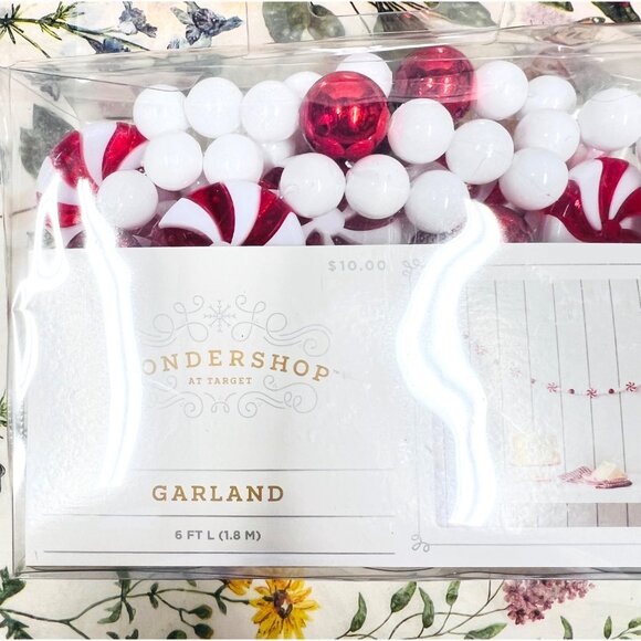 Christmas Peppermint Candy Garland 6 Ft White Red Holiday Decor Shiny - Picture 2 of 3